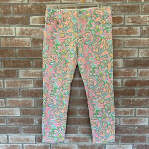 Lilly Pulitzer Bright Print Worth Skinny Mini Jeans Size 6 Neon